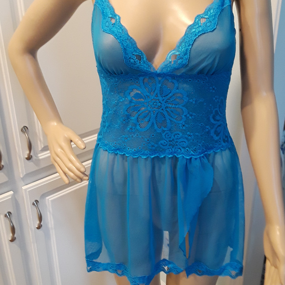 Unknown Other - 💙 Turquoise See-through Very Sexy Chemise💙
